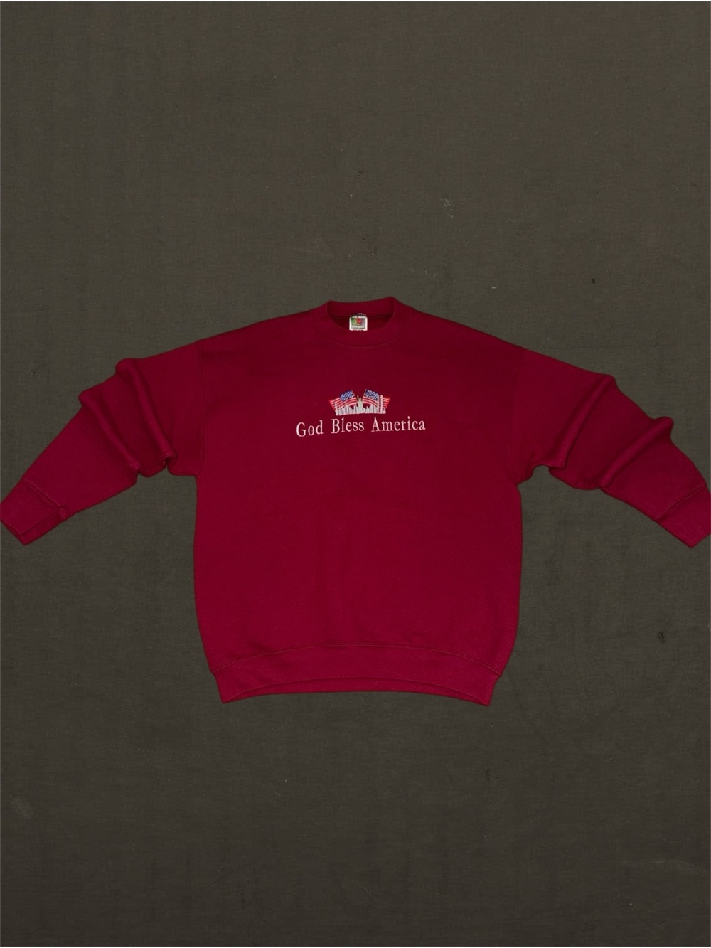 90s Fruit of the loom God bless america crewneck pullover sweater